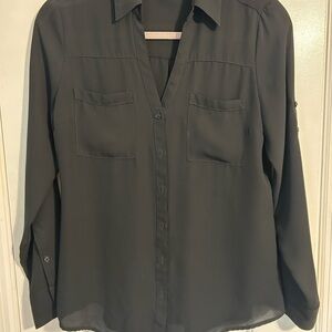 Express Portofino Black Button-Up Blouse